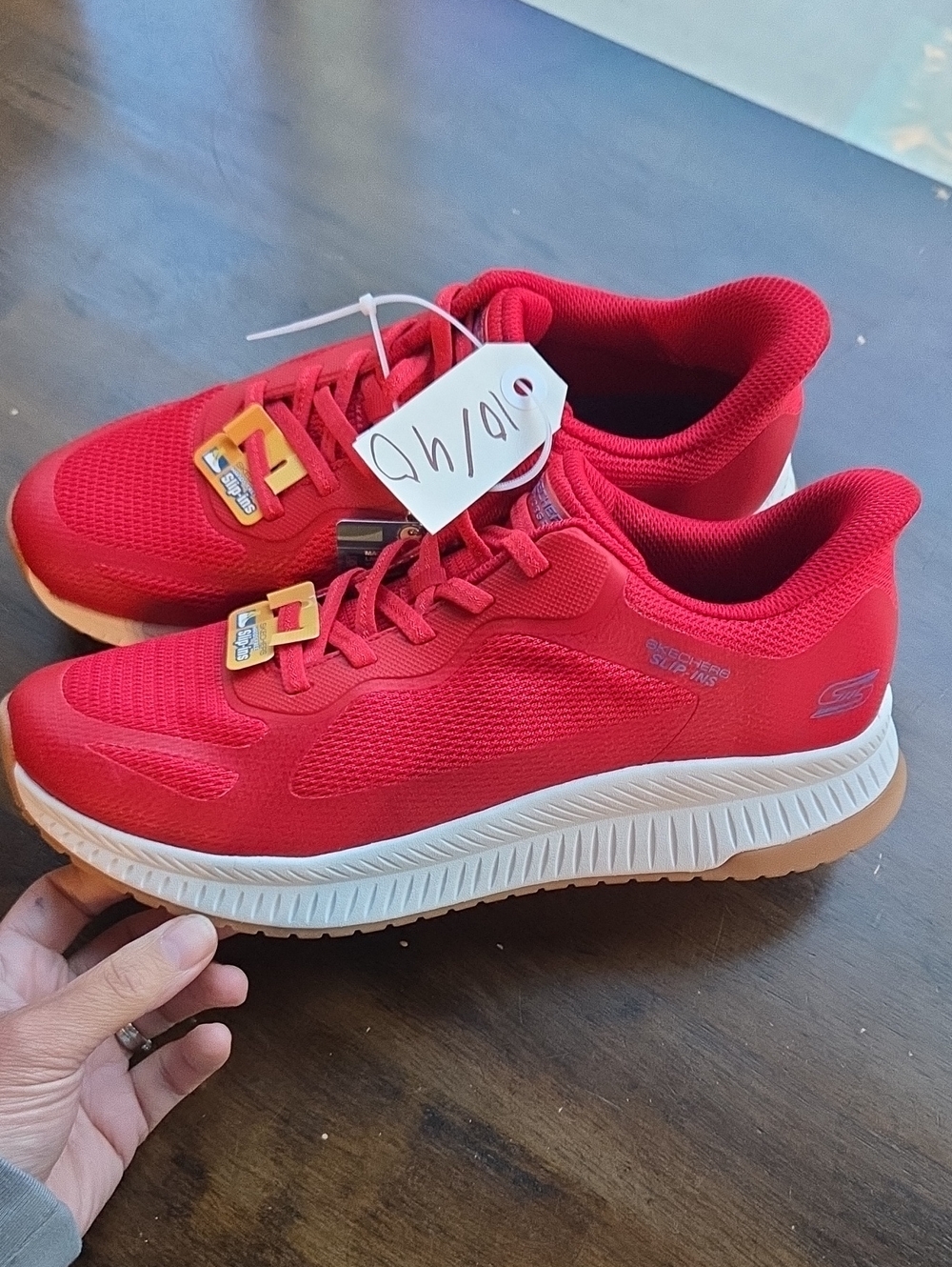 Skechers Size 10 Women's Red Mesh Slip-In Sneakers